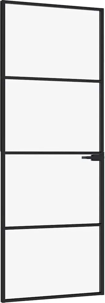 vidaXL Ușă de interior negru 76x201,5 cm sticlă securiz./aluminiu slim