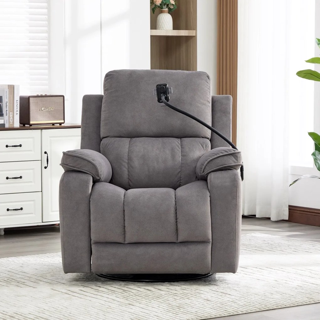 Fotoliu recliner electric dumonde cu funcție de balansare ,rotire și incarcare wirelles Elvara