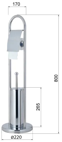 Aqualine - Perie WC de podea cu suport pentru hârtie igienică SAMBA 80x22 cm crom lucios