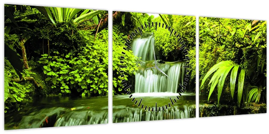 Tablou - Cascade indoneziene (cu ceas) (90x30 cm)