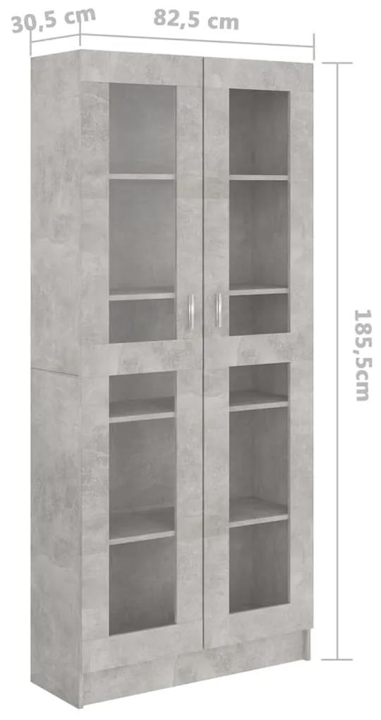 Dulap cu vitrina, gri beton, 82,5 x 30,5 x 185,5 cm, PAL Gri beton, 82.5 x 30.5 x 185.5 cm