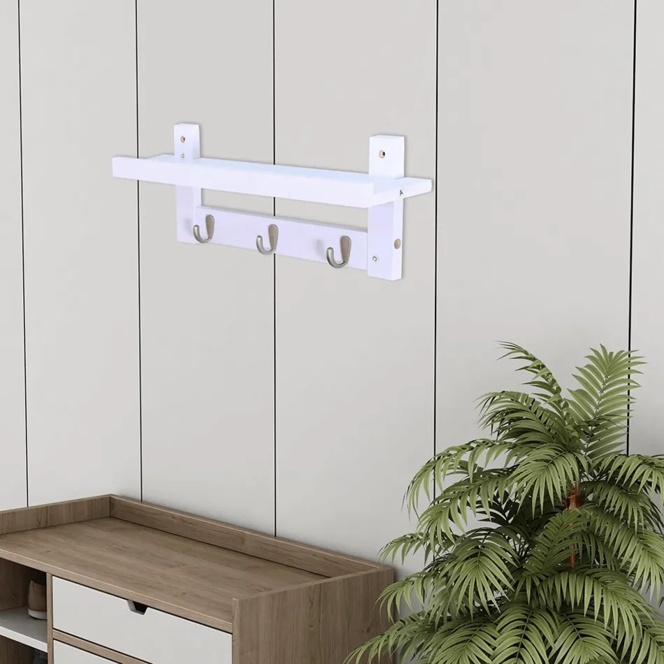 Etajeră Joda 2, bambus, albă, 48,5 x 8 x 12 cm