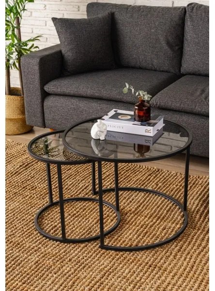 SET 2x măsuță de cafea TOKYO d. 42/60 cm negru