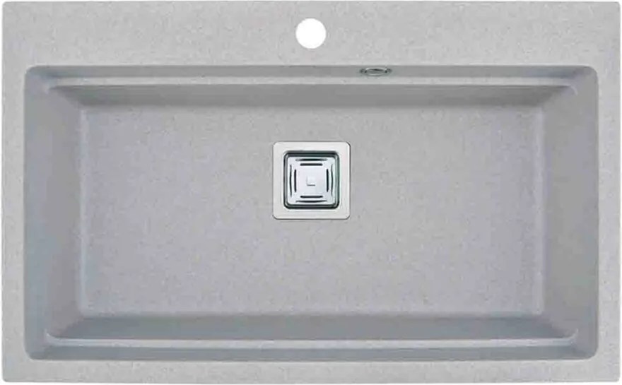 Chiuveta compozit Inter Ceramic finisaj granit gri nisip 78x48 cm cu orificiu baterie