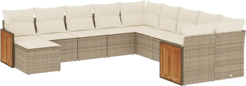 vidaXL Set canapele de grădină cu perne, 11 piese, bej, poliratan