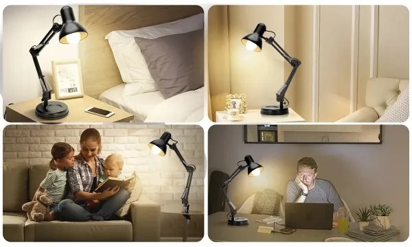 Lampă de masă 2 în 1 Aigostar 1xE27/40W/230V negru