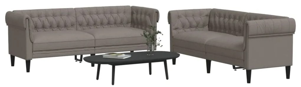 vidaXL Set de canapele, 2 piese, gri taupe, material