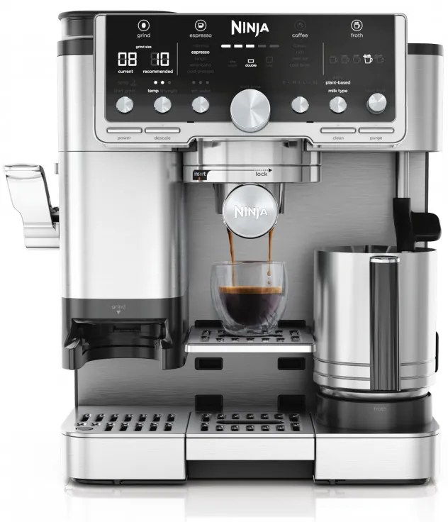Espressor automat Ninja Luxe Café Pro TES701EU 3 în 1, 1650W, 15 bar, Boabe de cafea 250 g, 2 l, Barista Assist, 5 setări pentru spuma, 9 tipuri de espresso, Inox
