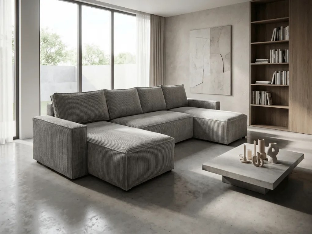 Coltar in forma de U SMART COSARO 295x140 cm, gri deschis