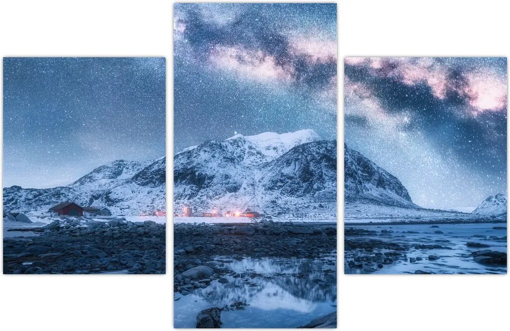 Tablou cu munți și ceul cu stele (90x60 cm)