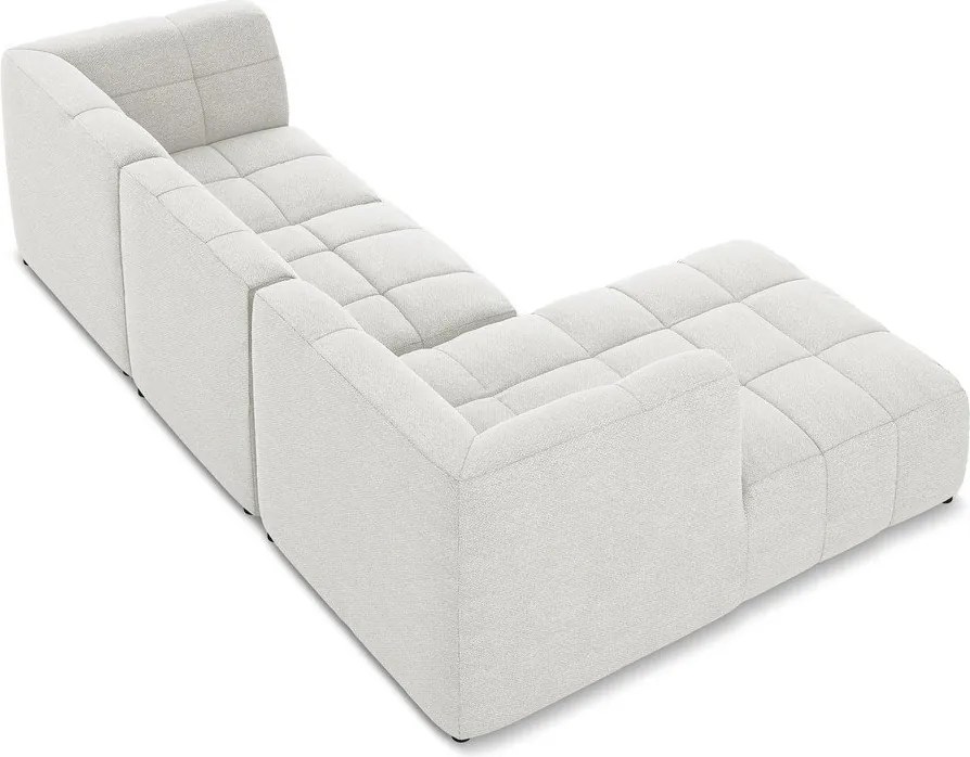 Colțar alb cu tapițerie din țesătură bouclé (cu colț pe partea stângă/cu șezlong) Aloha – Makamii