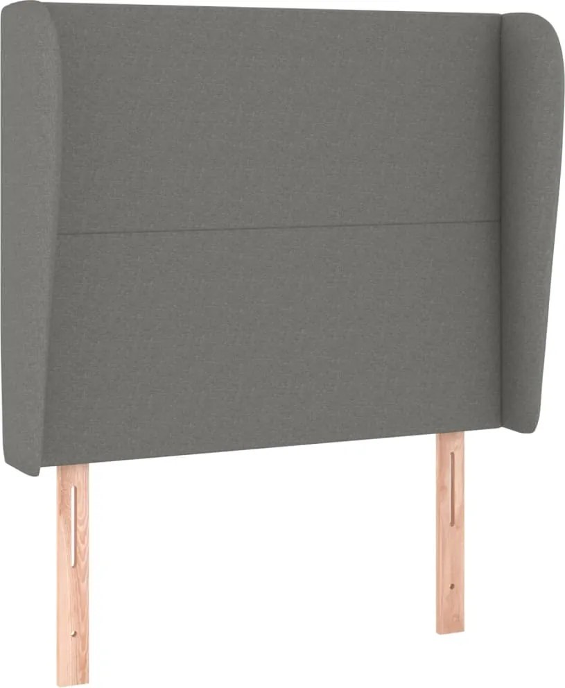 vidaXL Tăblie de pat cu aripioare gri închis 83x23x118/128 cm textil