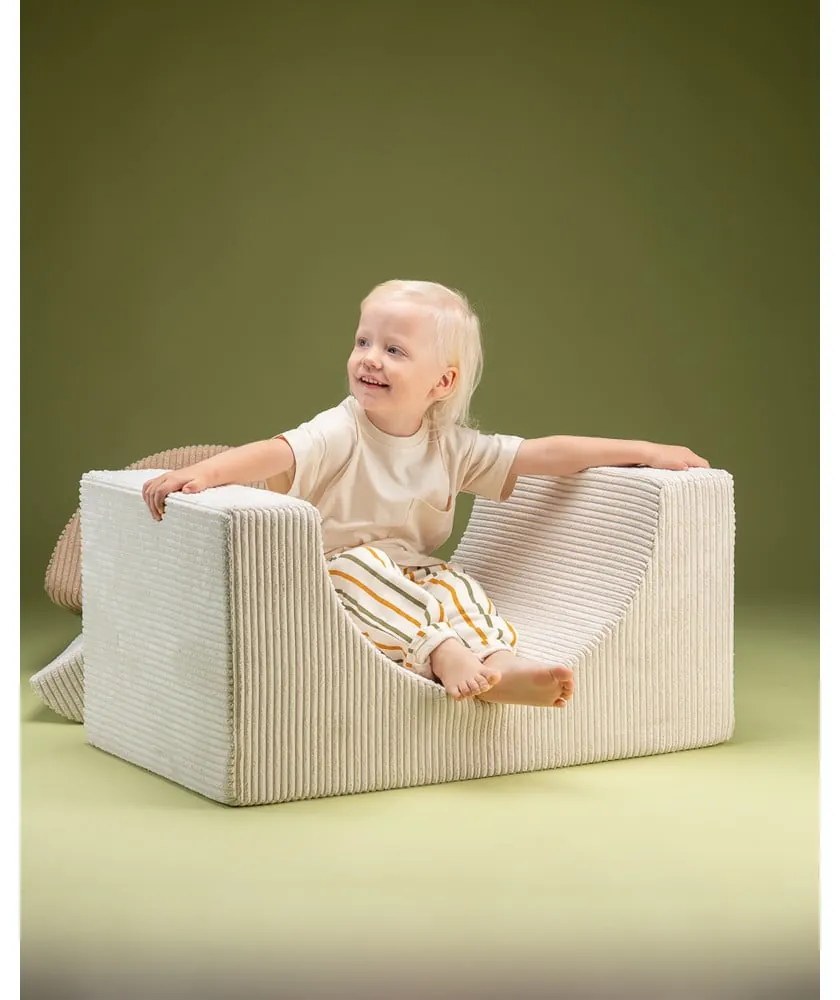 Teren de joacă din spumă crem 3 buc. din catifea reiată înălțime 37 cm 75x49 cm Rainbow Montessori – Wigiwama