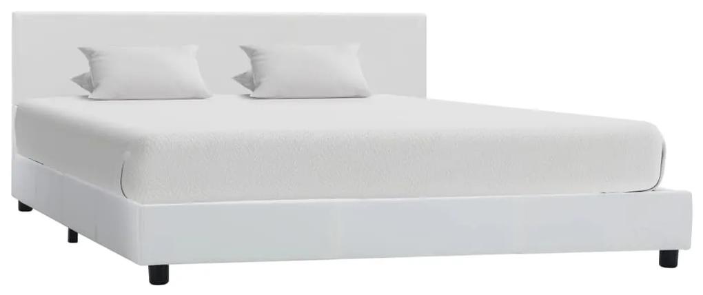 284766 vidaXL Cadru de pat, alb, 160x200 cm, piele ecologică