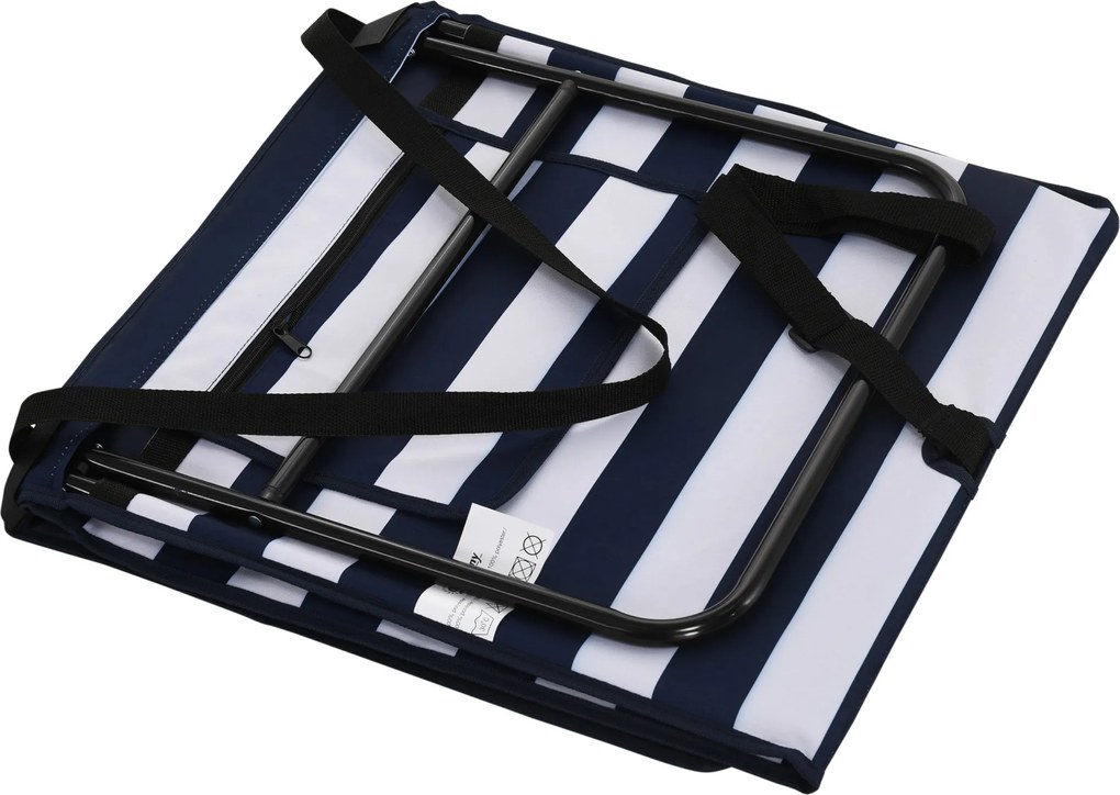 Outsunny Set 2 Șezlonguri Pliabile cu Unghi Reglabil și Buzunar cu Fermoar, 142x51x40 cm, Albastru | Aosom Romania