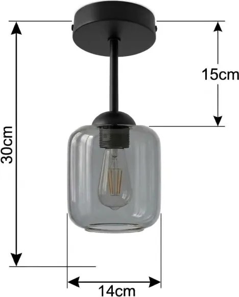 BRILAGI - LED Lustră aplicată R GLASS 1xE27/60W/230V Ø 14 cm negru/gri fumuriu