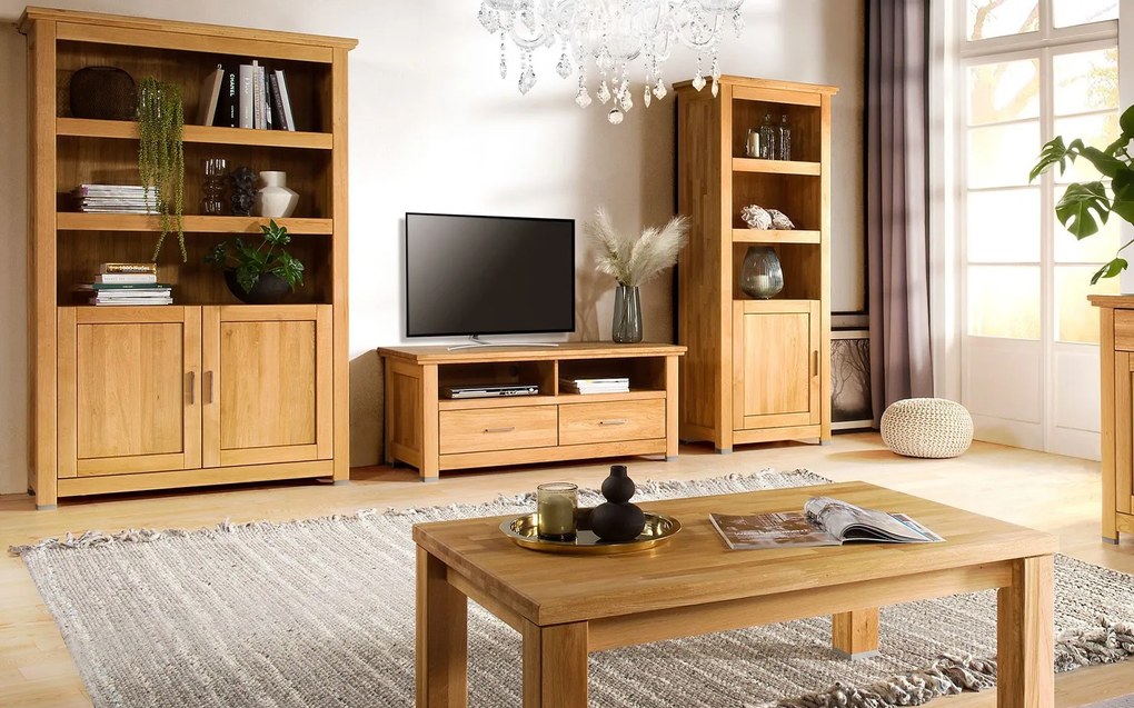 Comodă TV lemn masiv Lucca, 142 × 64 × 48 cm
