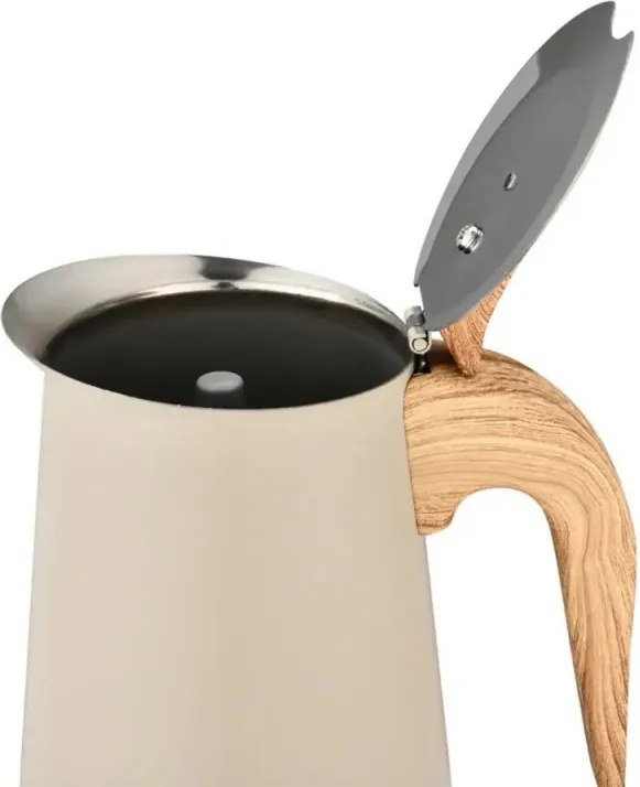 Aparat electric de cafea espresso cubanez Klausberg KB 7997, 600 ml, 12 cesti, Supapa de siguranta, Otel, Inductie, Bej