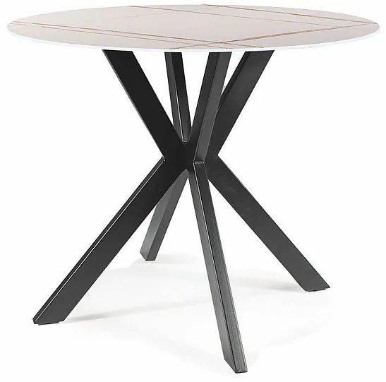 Masa rotunda Talia marmura alba/negru - ø90 / h75 cm