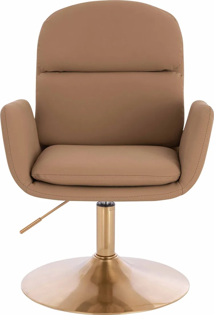 HR480N Scaun Caramel Piele Ecologica Premium Soft cu Bază Aurie