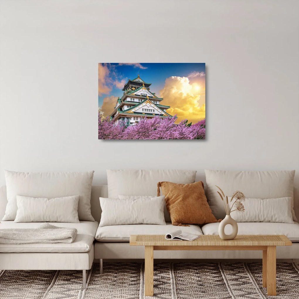 Tablou pe sticlă - Castelul Osaka (70x50 cm)