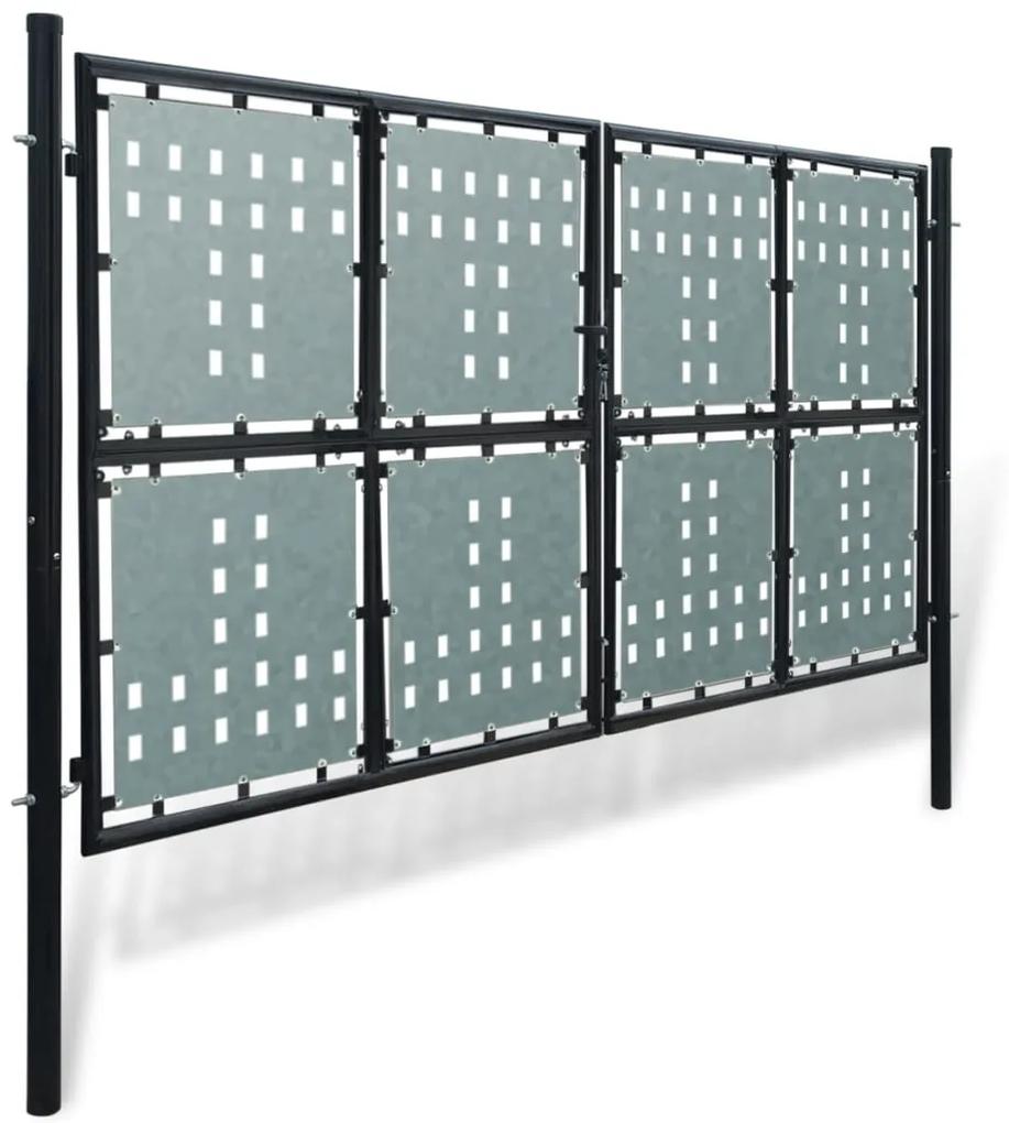 Poarta de gard cu o usa, negru, 300x200 cm Negru, 300 x 200 cm