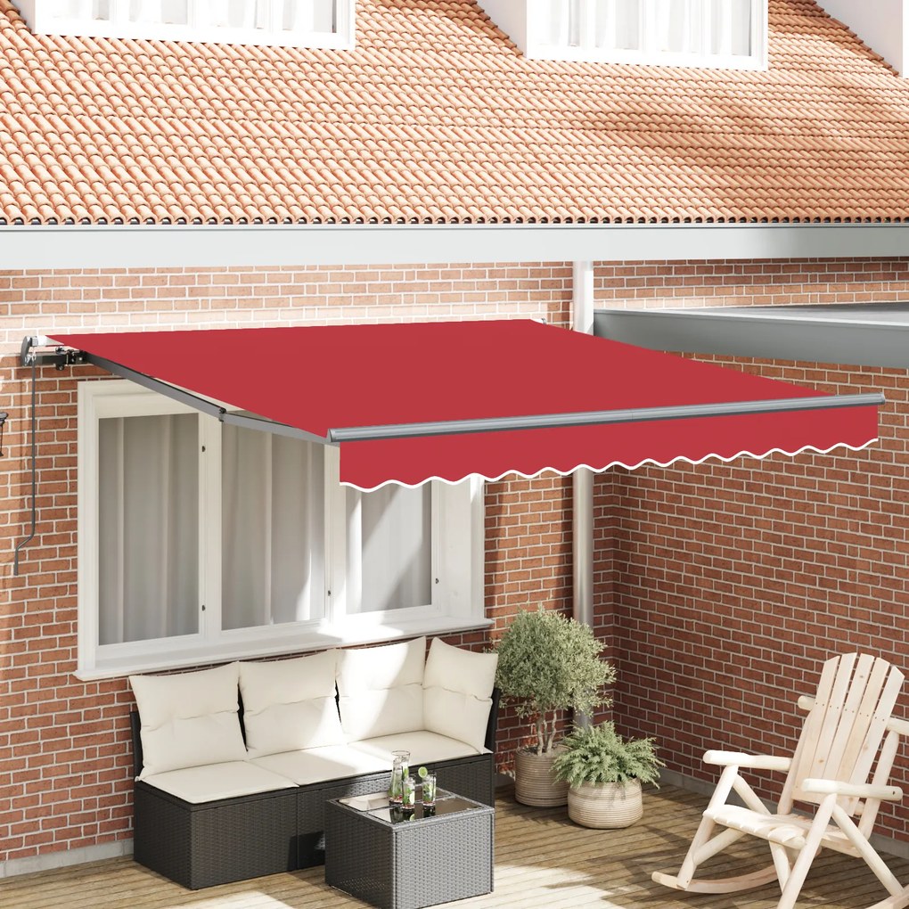vidaXL Copertină Roșie Manual Roșu 350 x 250 cm Poliester