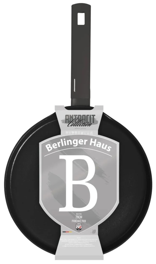 Tigaie pentru clătite 28 cm Berlinger Haus BH 8116, antiaderenta, titan, curatare usoara, design premium