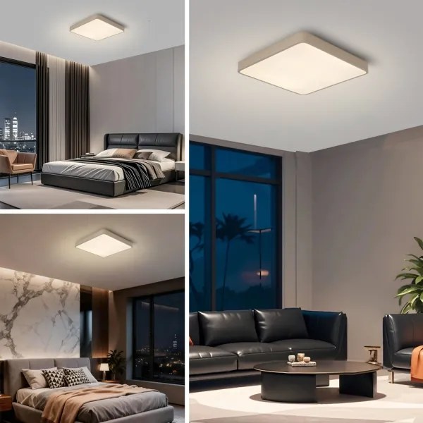 Brilagi-LED Plafonieră LED POOL, 36W, 230V, 3000-6000K, 40x40 cm, bej, cu dimmer și telecomandă