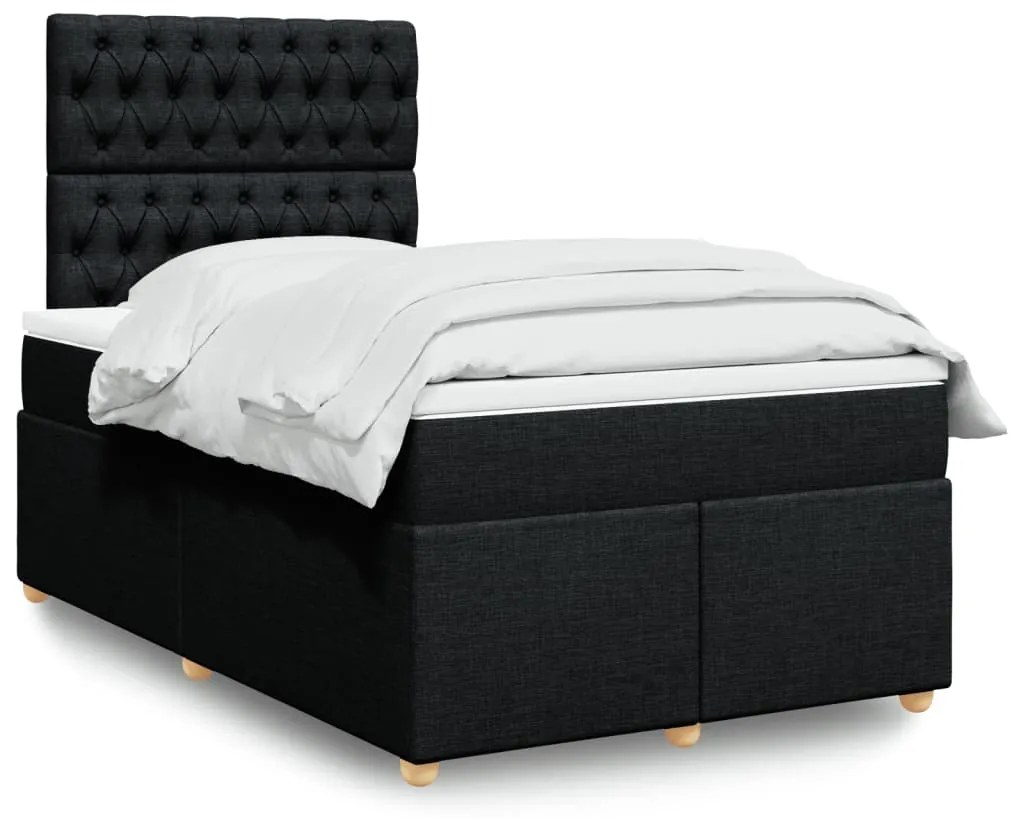 vidaXL Pat box spring cu saltea, negru, 120x190 cm, catifea