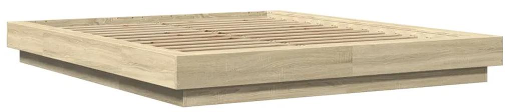 3281184 vidaXL Cadru de pat, stejar sonoma, 150x200 cm, lemn prelucrat