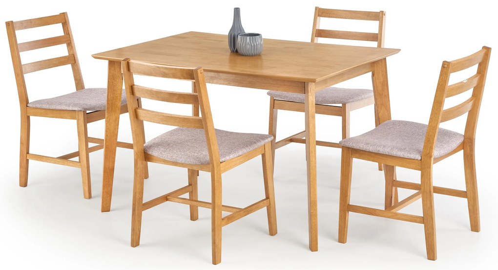 Set de sufragerie 1 + 4 CORDOBA, masa in decor stejar + scaune cu tapiterie bej