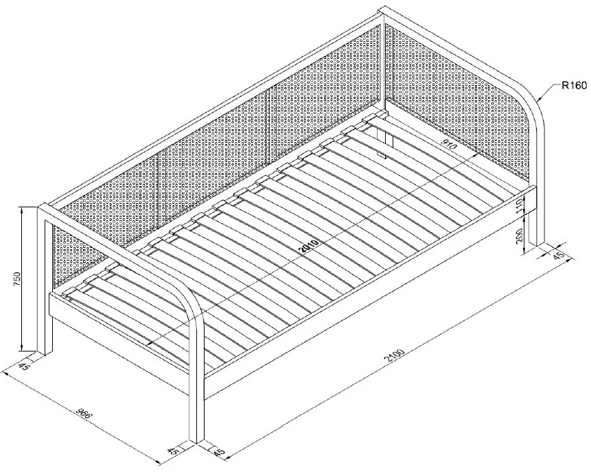 Pat copii pentru camera copil tip CABINĂ MĂSLIN 90 X 200 CM RATTAN STEJAR