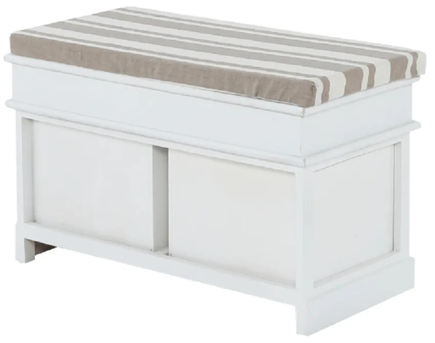 Bancă cu pernă, 2 sertare, alb/maro deschis, SEAT BENCH 1 NEW