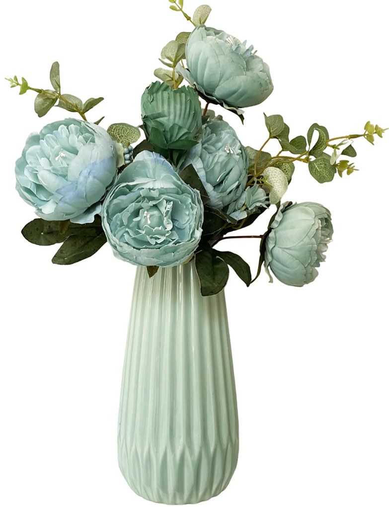 Bujori artificiali CHANTAL, Bleu turcoaz, 45cm