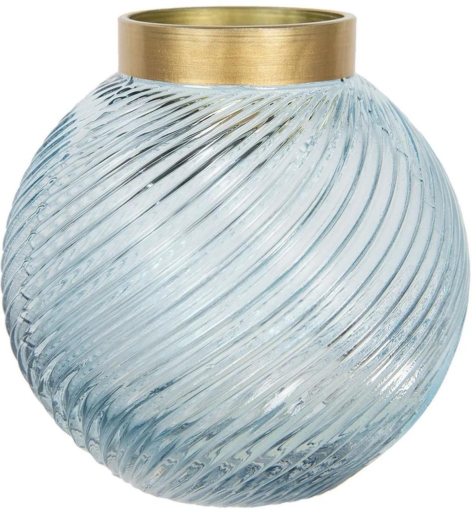 Vaza pentru flori din sticla albastra aurie Ø 19 x 19 h