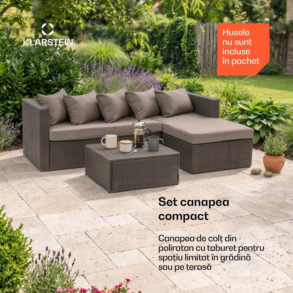 Blumfeldt Theia Lounge, set de mobilă pentru grădină, 5 perne, negru