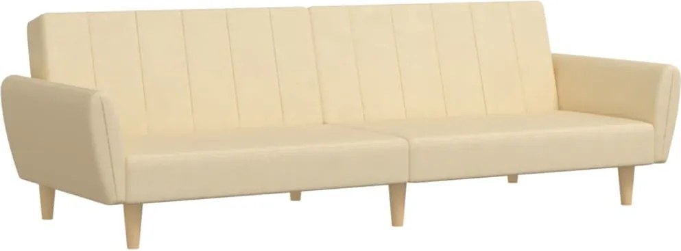 vidaXL Canapea extensibilă cu 2 locuri, crem, material textil