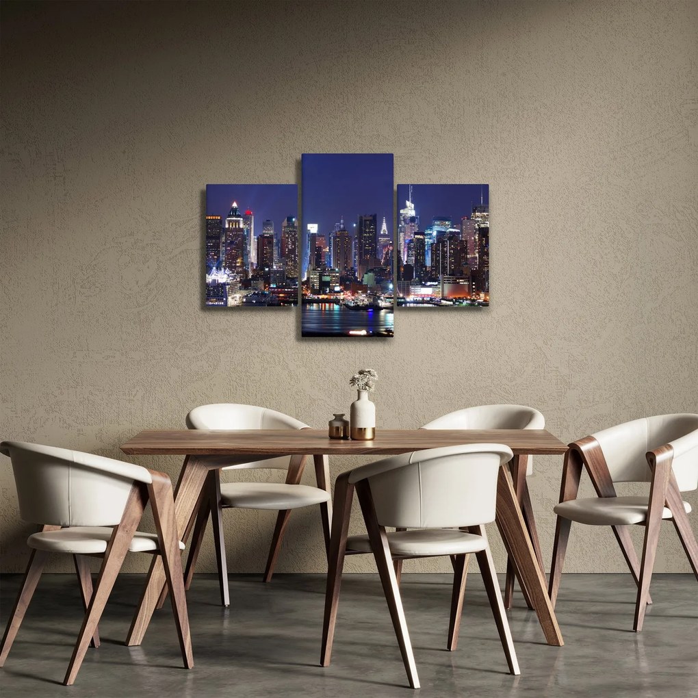 Tablou - Zgârie-nori din New York iluminate (90x60 cm)