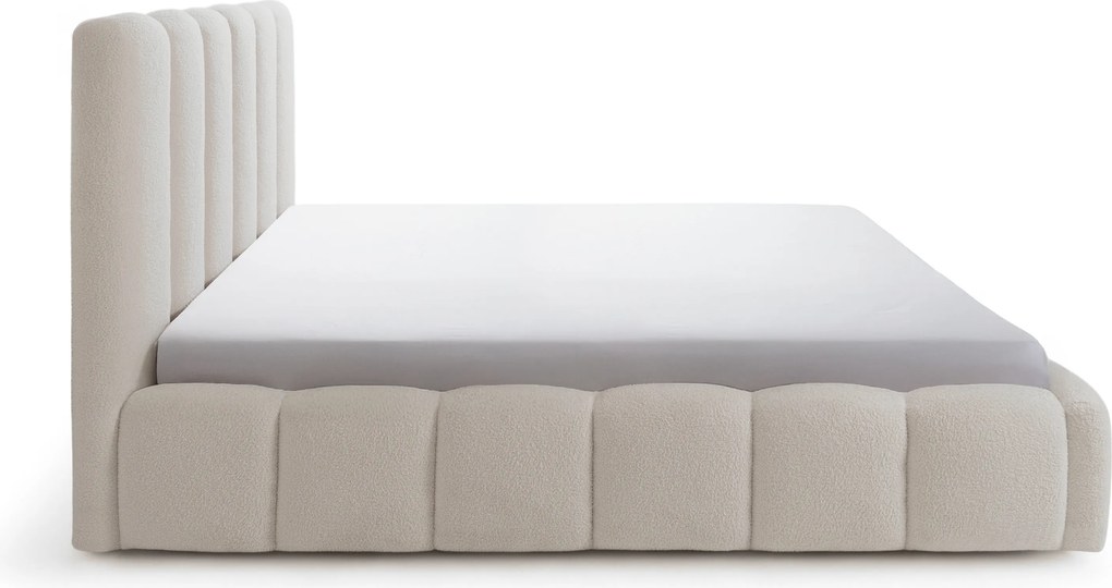 Pat tapițat cu ladă de depozitare Aura 180x200 - bouclé bej Quelle 03