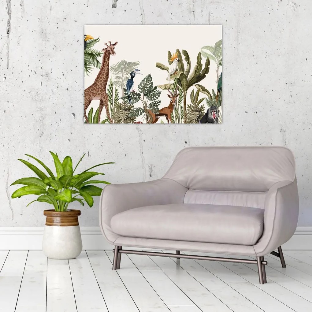 Tablou pe sticlă - Locuitorii africii (70x50 cm)