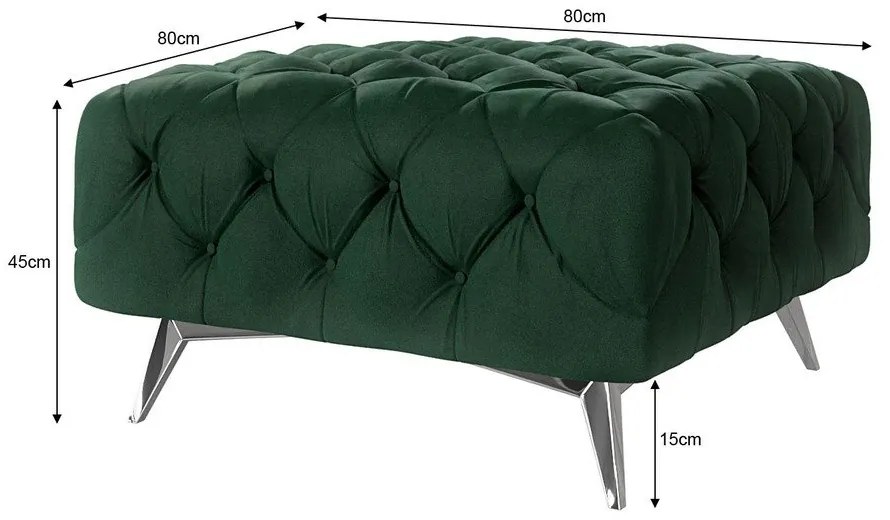 Taburet verde închis cu tapițerie din catifea Chelsea – Ropez