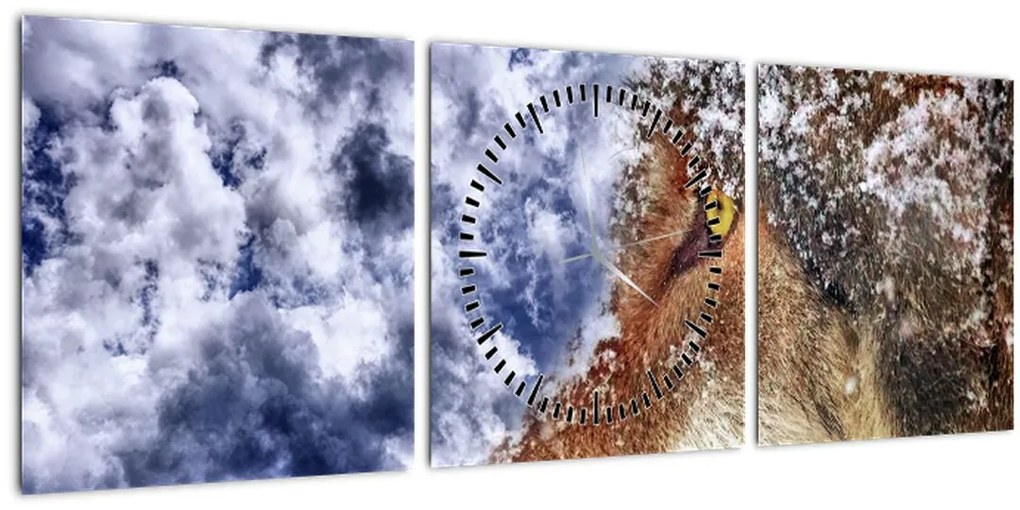 Tablou cu lup (cu ceas) (90x30 cm)