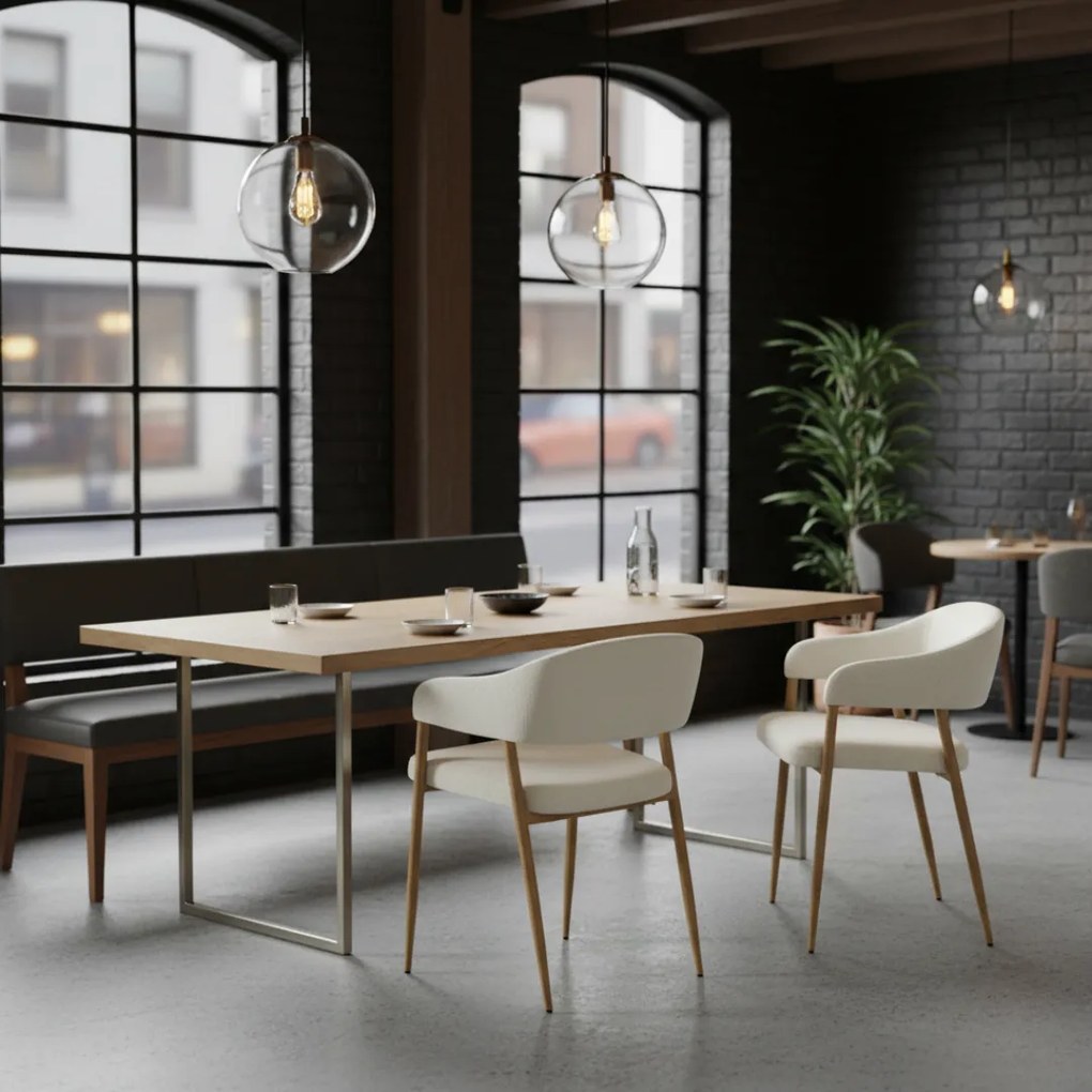 Fotoliu de sufragerie de design, crem/fag, NIZAR TYP 1
