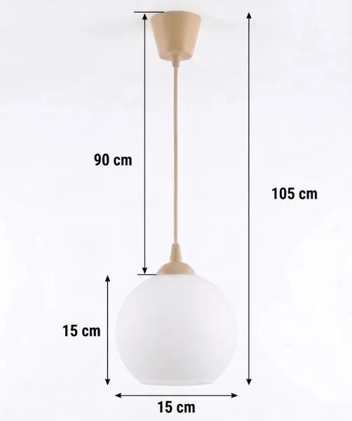 Brilagi - Pendul LED pe cablu RETRO GLASS 1xE27/60W/230V Ø 15 cm bej/alb