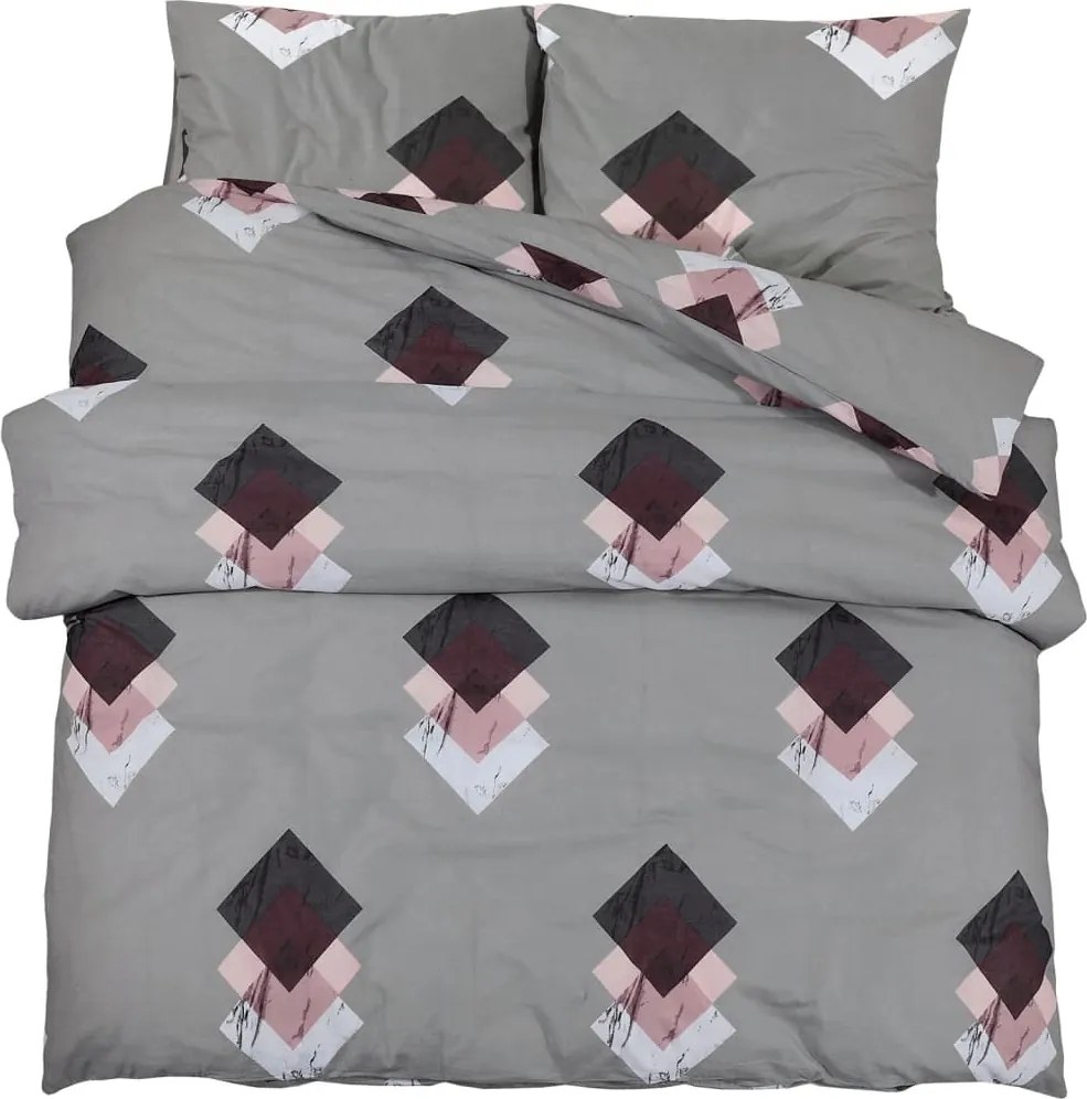 vidaXL Set cu husă de pilotă, gri, 200x220 cm, bumbac