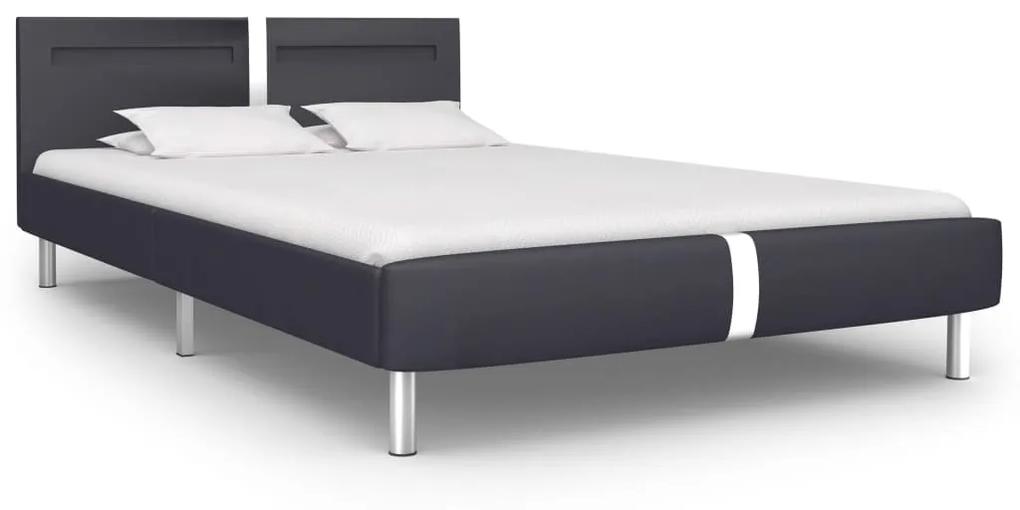 280848 vidaXL Cadru de pat cu LED, negru, 140 x 200 cm, piele artificială
