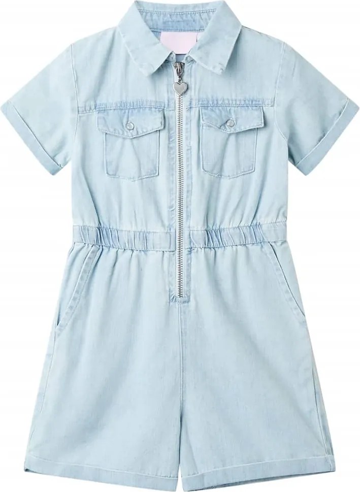 vidaXL Salopetă pentru copii cu mâneci scurte, albastru pal, 104