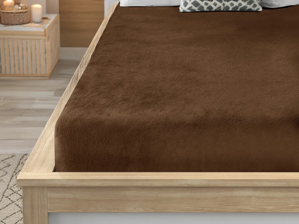 Cearsaf Cocolino microplus cu elastic SOFT 90x200 cm maro inchis