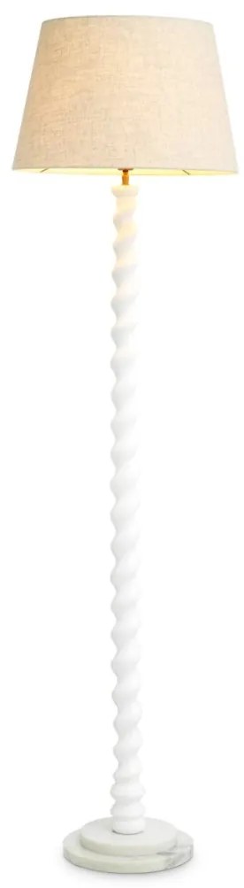 Lampa de podea LUX, Lemn, Tesatura, Alb, Massimo